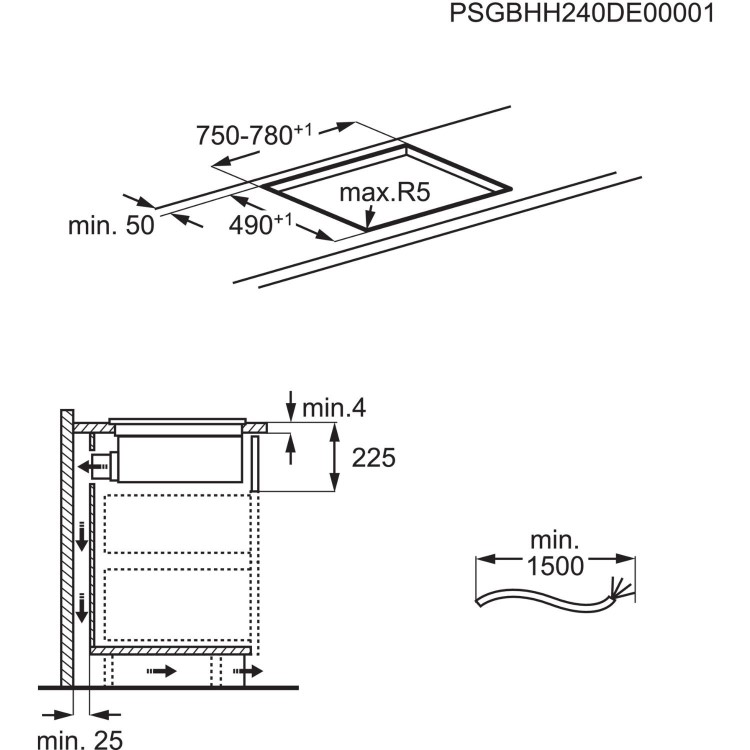 Refurbished AEG 6000 Series 80 cm 4 Zone Venting Induction Hob - Black