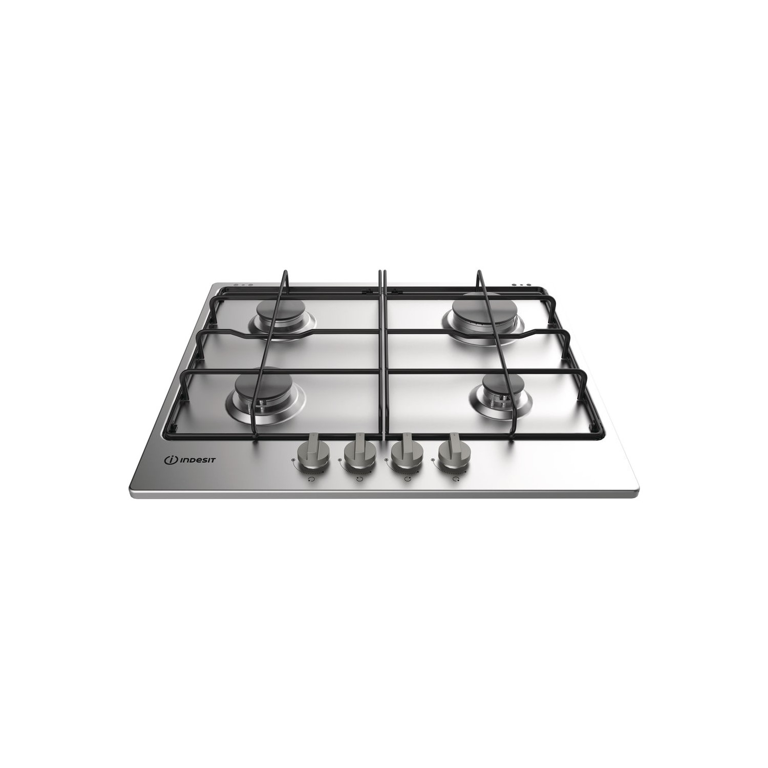 Refurbished Indesit Aria THA642IXI 58cm 4 Burner Gas Hob with Enamel Pan Stands Stainless Steel