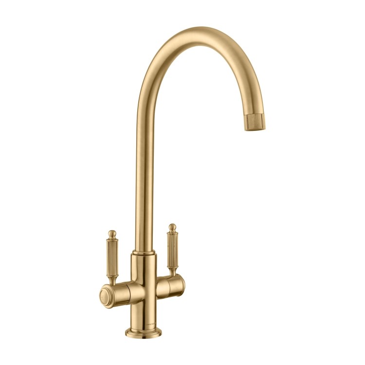 Rangemaster Hemlock Dual Lever Monobloc Kitchen Mixer Tap - Polished Gold