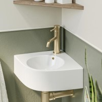 White Wall Hung Corner Basin 440mm - Theo White Wall Hung Corner Basin 440mm - Theo