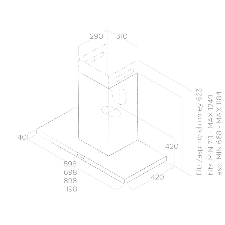 Elica THIN-60 Thin 60cm Box Design Chimney Cooker Hood - Stainless Steel