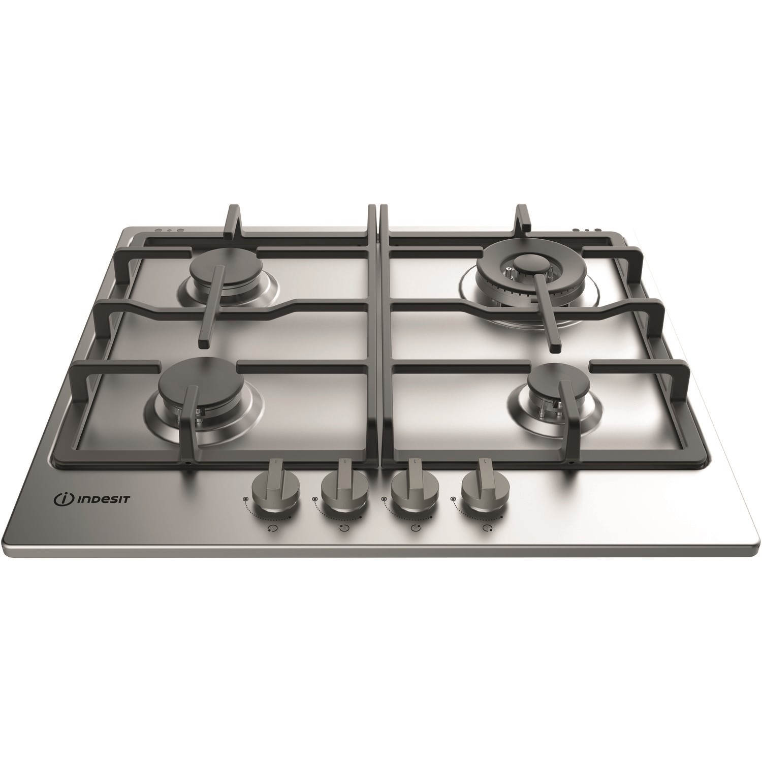 Refurbished Indesit THP641WIXI 59cm Four Burner Gas Hob With Cast Iron Pan Stands - Stainless Steel
