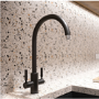 Rangemaster Intense Dual Lever Monobloc Kitchen Mixer Tap - Matt Black