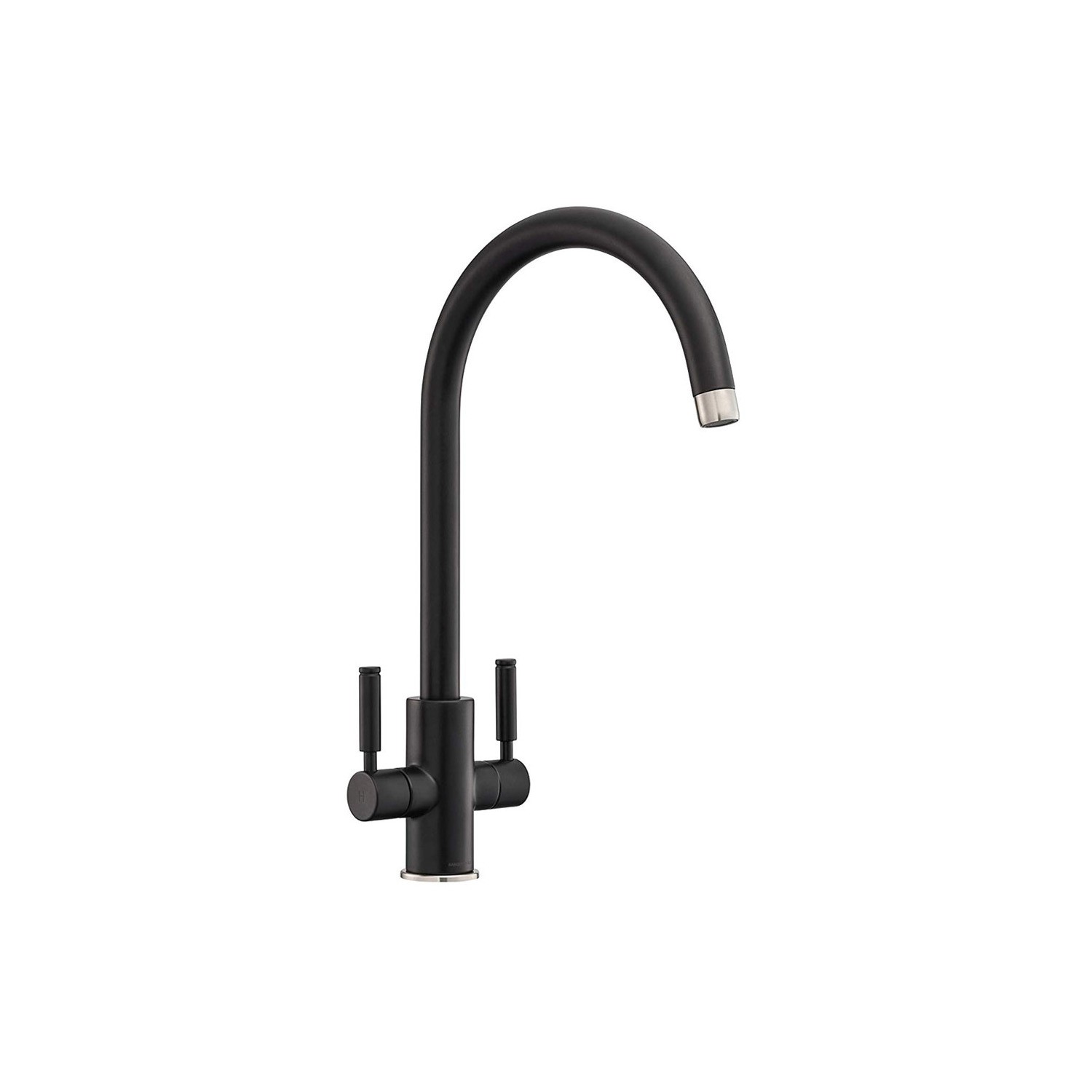 Rangemaster Matt Black Twin Lever Kitchen Tap - Intense