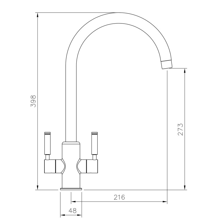 Rangemaster Intense Dual Lever Monobloc Kitchen Mixer Tap - Matt Black