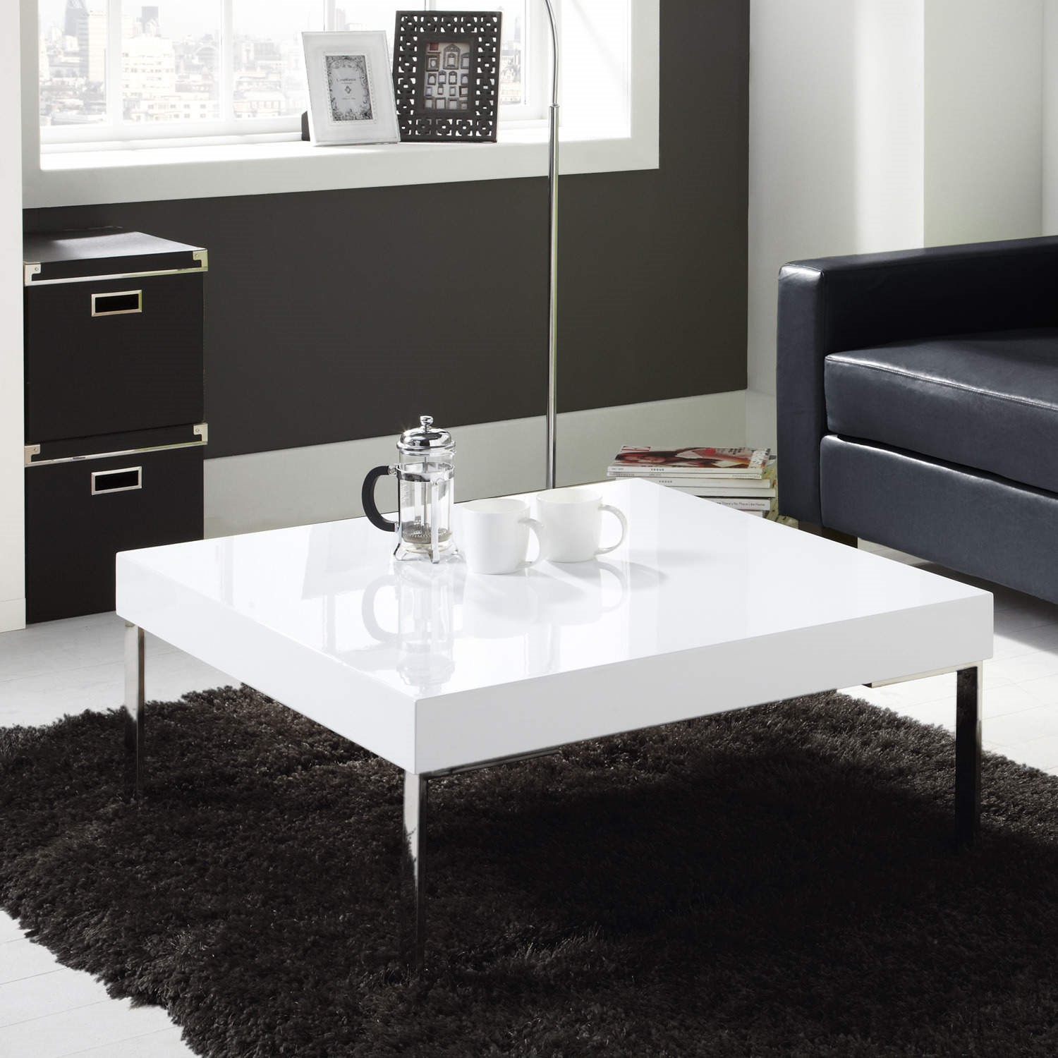 Details About Square White High Gloss Coffee Table