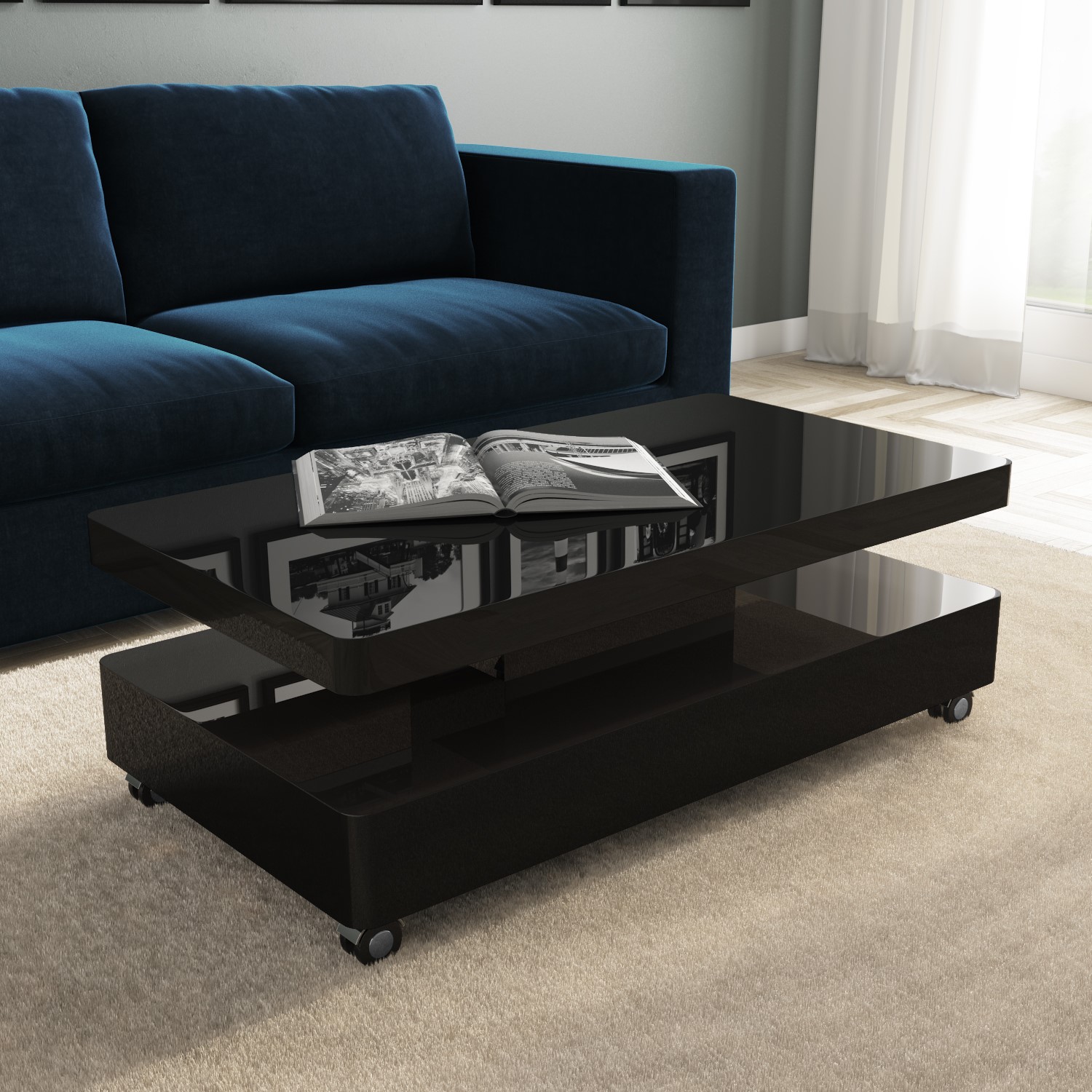 Rectangular Coffee Table in Black Gloss - Tiffany TIFF008B ...
