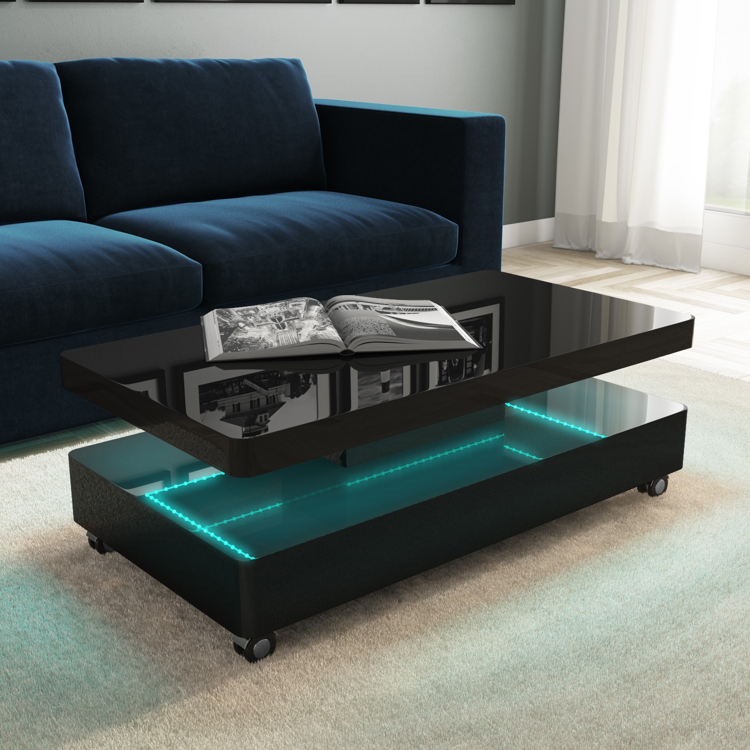 High Gloss Black Coffee Table With Led Lighting Tiffany Range High Gloss Black Coffee Table With Led Lighting Tiffany Range Tiff008