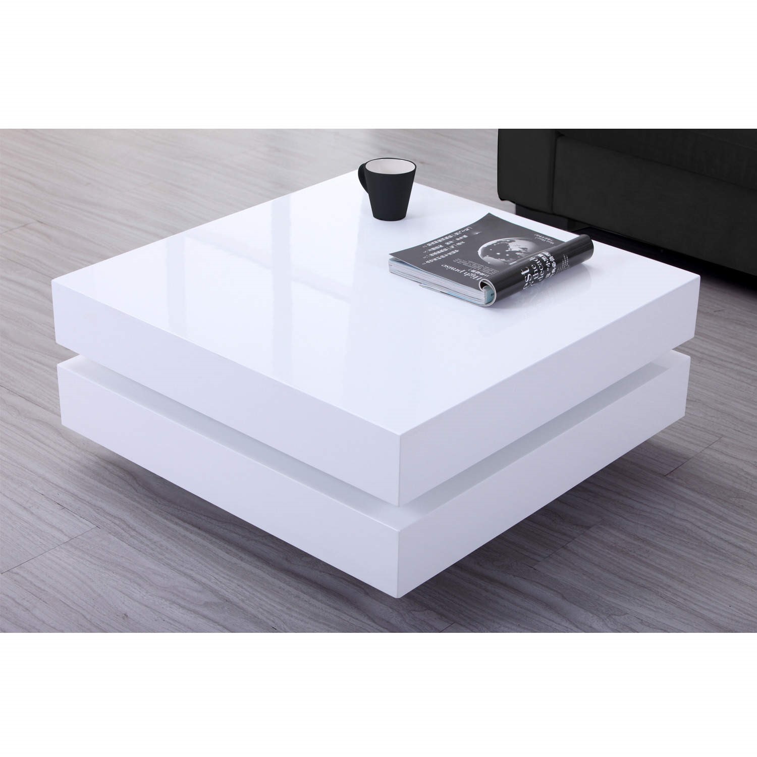 High Gloss White Coffee Table with LED Lighting - Tiffany ...