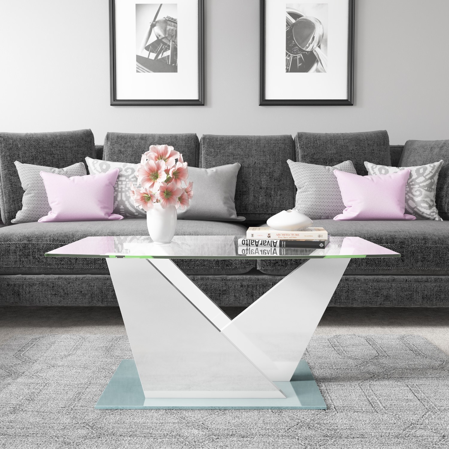 Glass Coffee Table With White High Gloss Stand Tiffany Range 3 Of 5 Glass Coffee Table With White High Gloss Stand Tiffany Range Tiff023