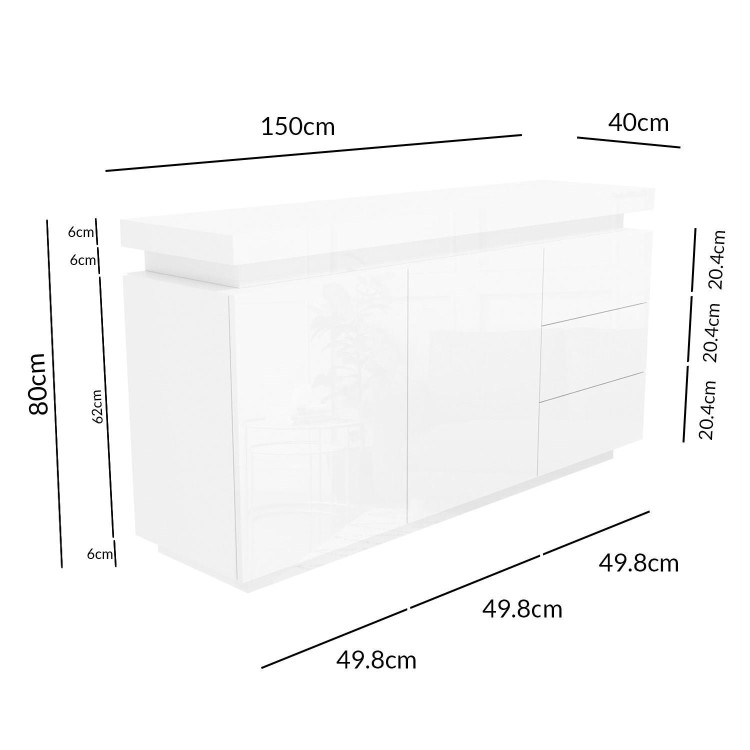 Vivienne White High Gloss TV unit with LED Lighting - TV's up to 60"
