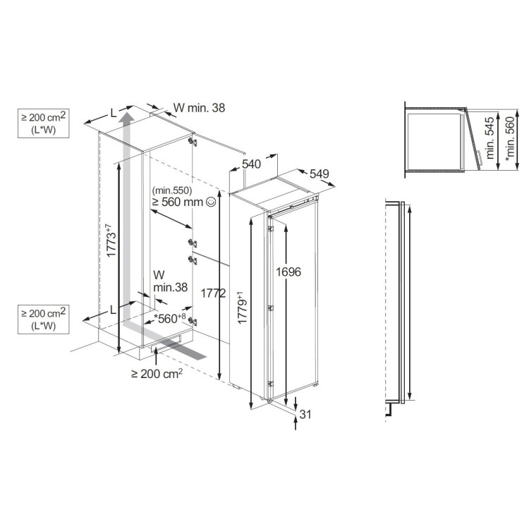 AEG 6000 Series 310 Litre In-column Integrated Fridge