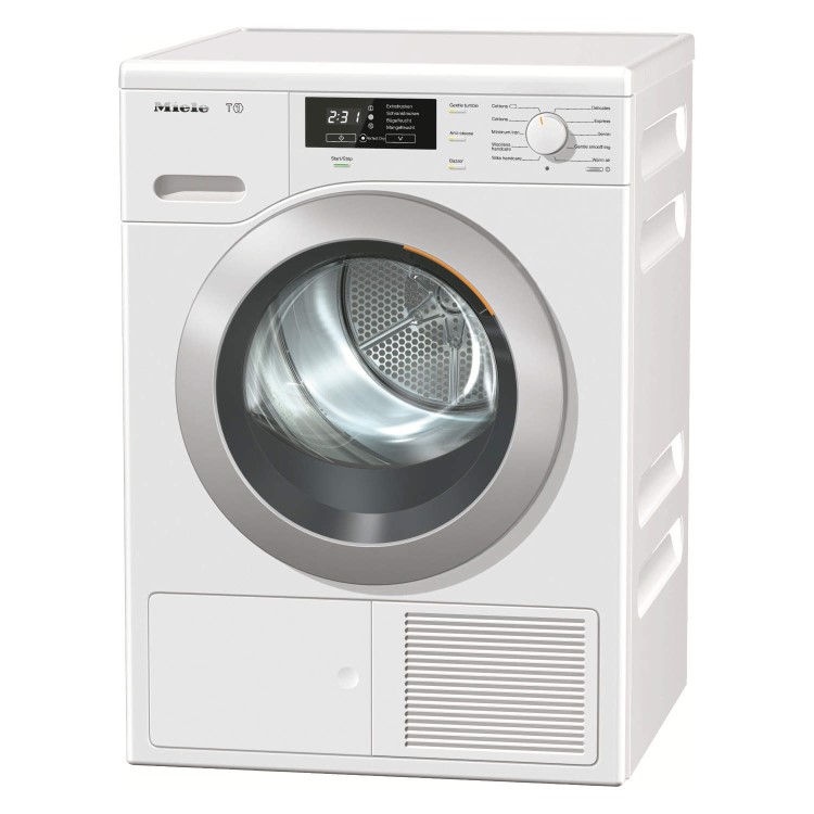 Miele TKB440WP ChromeEdition 8kg Freestanding Condenser Tumble Dryer With Heat Pump Technology