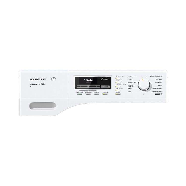 Miele TKR650WP 9kg Freestanding Heat Pump Condenser Tumble Dryer White With Chrome Door