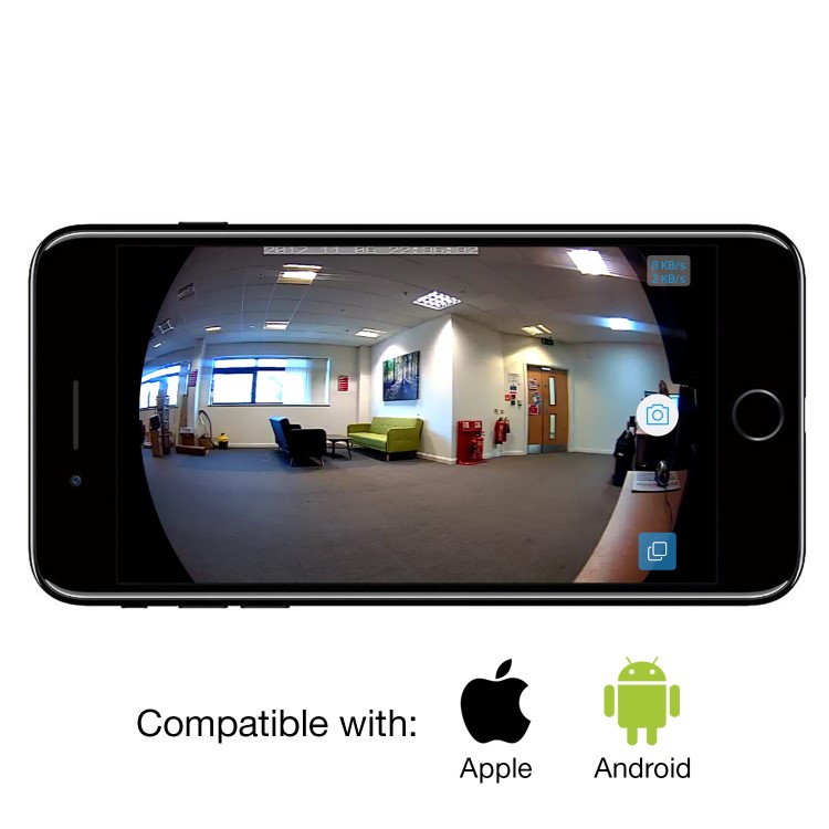 electriQ 180 degree HD 720p Indoor Wifi Camera with Two-Way Audio & Night Vision