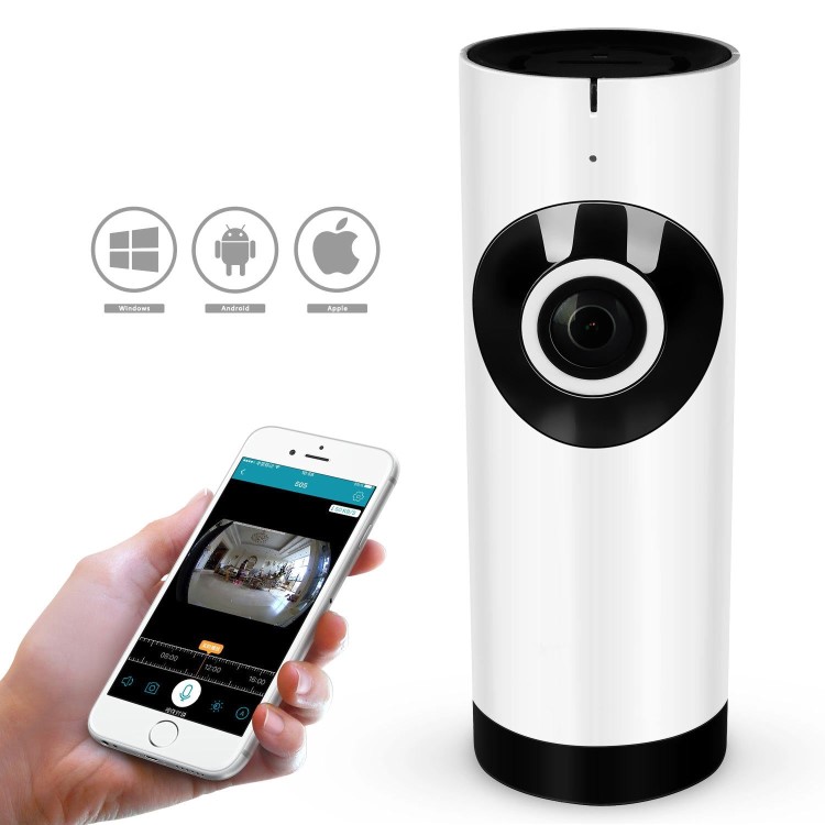 electriQ 180 degree HD 720p Indoor Wifi Camera with Two-Way Audio & Night Vision