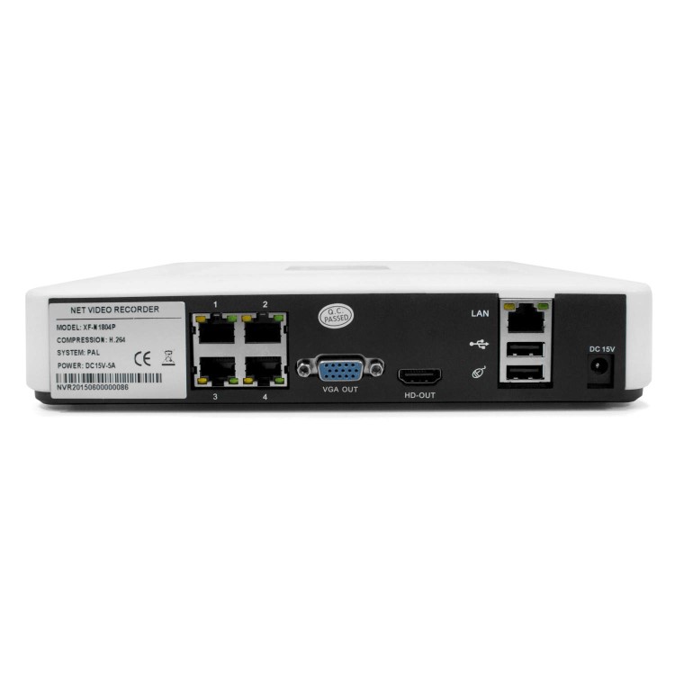 electriQ 4 Channel HD 1080p Network Video Recorder with 4 x 960p Bullet Cameras & 1TB Hard Drive