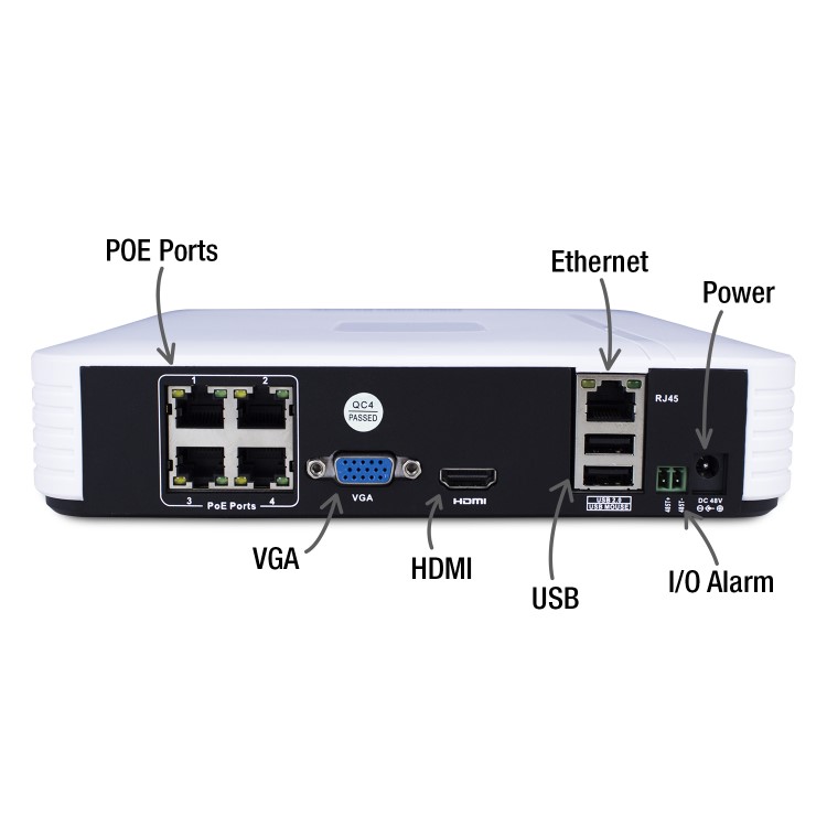 electriQ 4 Channel HD 1080p Network Video Recorder with 4 x 1080p Cameras - Hard Drive Required