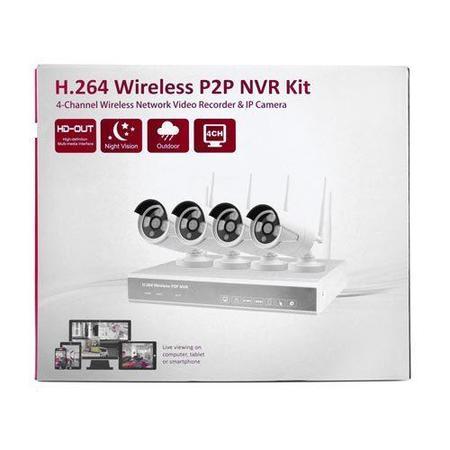 electriQ 4 Channel HD 1080p Network Video Recorder with 4 x 720p Wi-Fi Bullet Cameras & 1TB Hard Drive