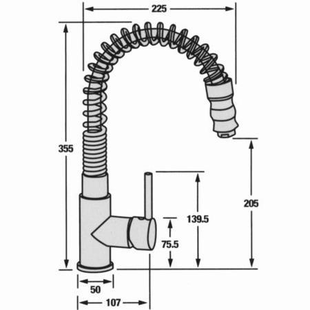 CDA TM1CH Single Lever Tap with Pull-out Spray