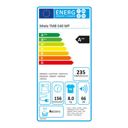 Miele TMB540WP 8kg Freestanding Heat Pump Condenser Tumble Dryer White