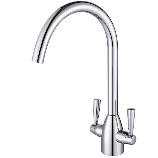 Enza Bronte Polished Chrome Twin Lever Kitchen Mixer Tap