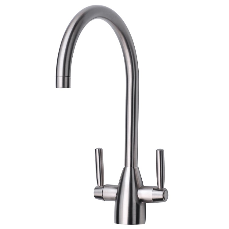 Twin Lever Chrome Monobloc Kitchen Sink Mixer Tap - Tamara