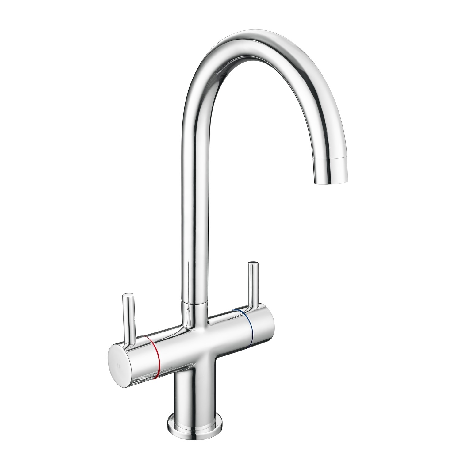 Essence Otto Chrome Twin Lever Kitchen Mixer Tap