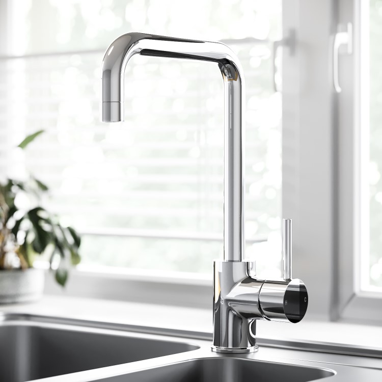 ALMOST PERFECT - Chrome Single Lever Monobloc Kitchen Mixer Tap - Enza Elwood
