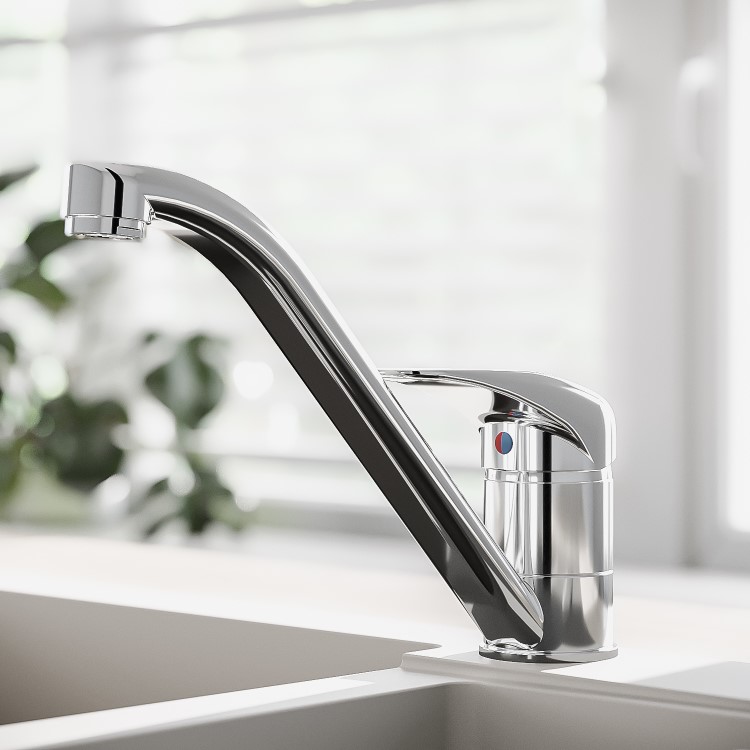 Chrome Single Lever Swivel Spout Kitchen Mixer Tap - Essence Alfred