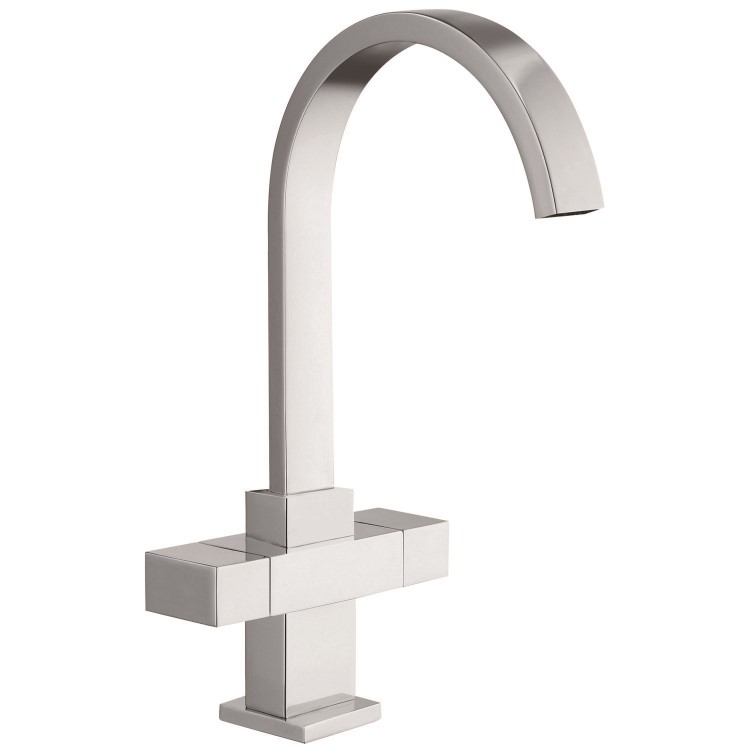 Chrome Twin Lever Kitchen Mixer Tap - Enza Cromer