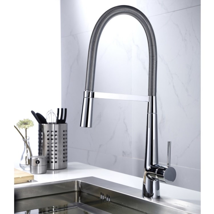 Enza Hervey Chrome Single Lever Pull Out Kitchen Mixer Tap