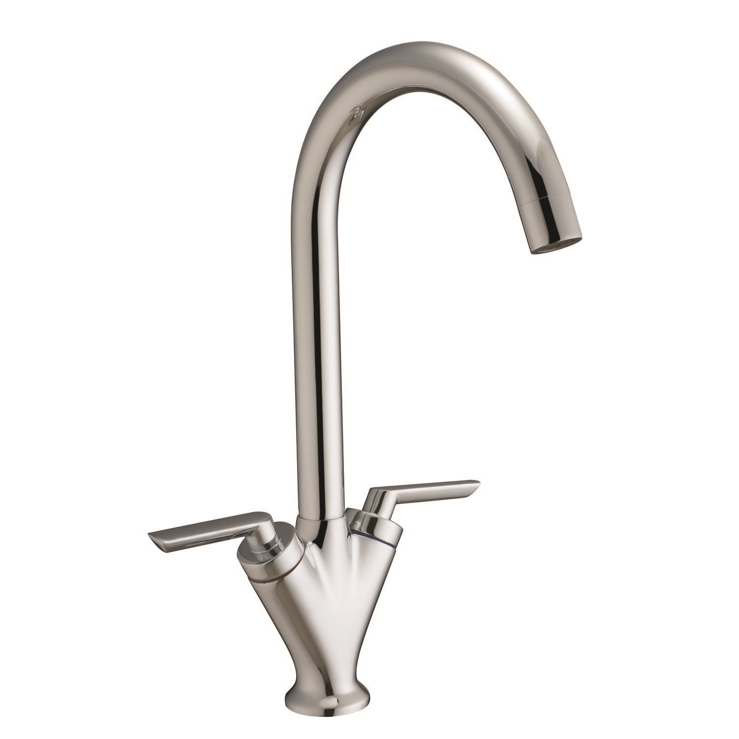 Essence Hector Brushed Chrome Twin Lever Monobloc Kitchen Mixer Tap