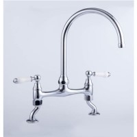 Taylor & Moore Kilda Chrome Twin Lever Traditional Mixer Bridge Kitchen Tap