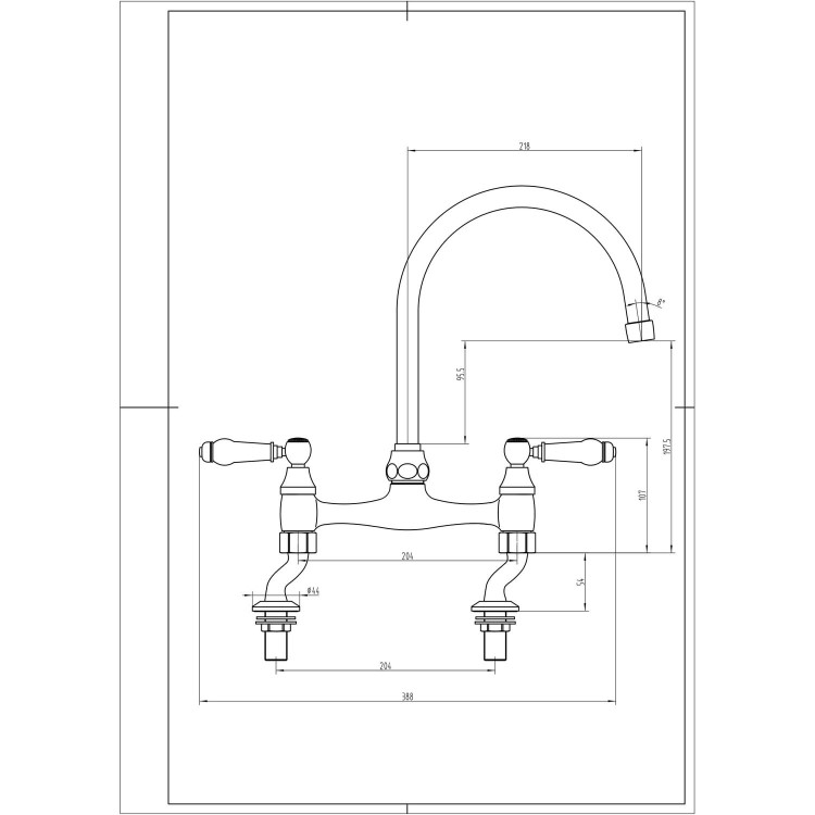 Taylor & Moore Kilda Chrome Twin Lever Traditional Mixer Bridge Kitchen Tap