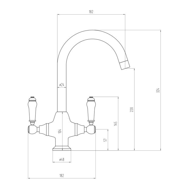 GRADE A2 - Taylor & Moore TMT039 Dual Lever Victorian Kitchen Mixer Tap