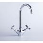 Taylor & Moore Chrome Twin Lever Traditional Crosshead Mixer Kitchen Tap