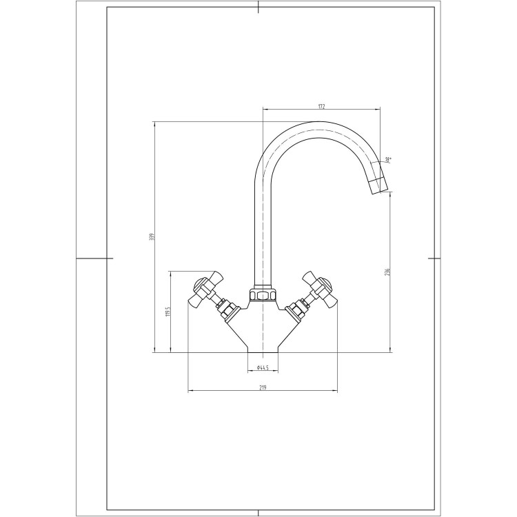 Taylor & Moore Chrome Twin Lever Traditional Crosshead Mixer Kitchen Tap