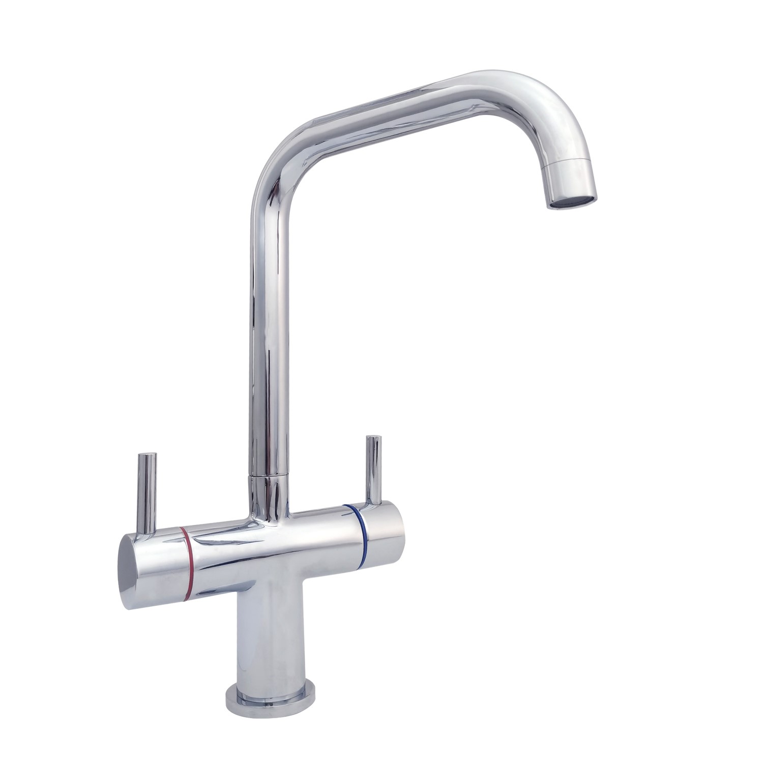 Enza Roscoe Chrome Twin Lever Kitchen Mixer Tap