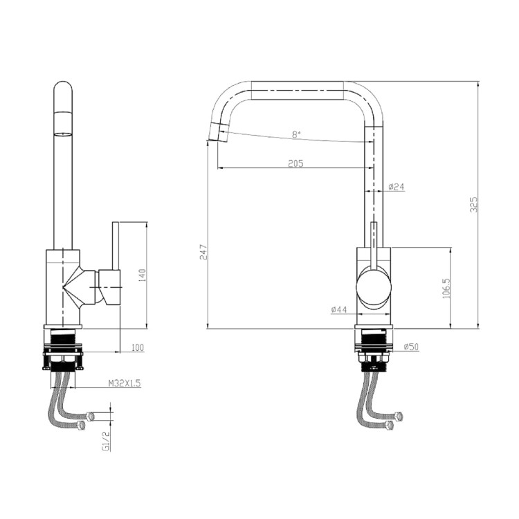 GRADE A1 - Box Opened Enza Elwood Matt Black Single Lever Kitchen Mixer Tap