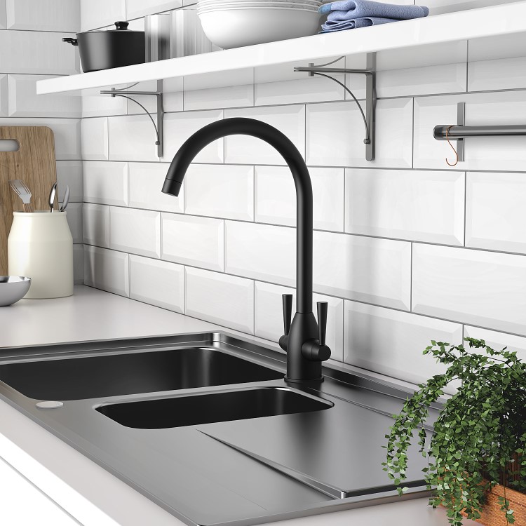 Enza Bronte Matt Black Kitchen Mixer Tap