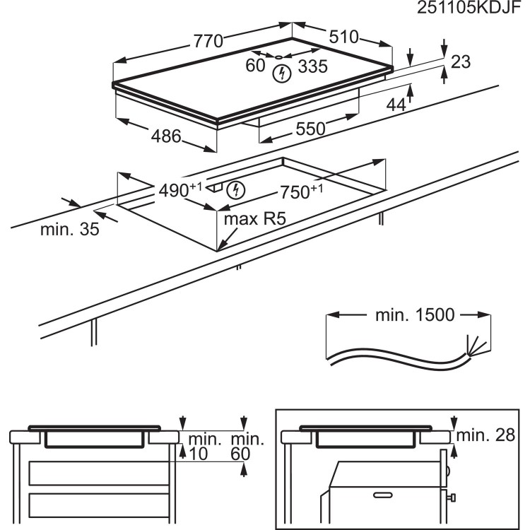 AEG 5000 Series 80cm 4 Zone Induction Hob