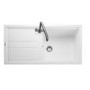 Rangemaster Topaz Single Bowl Inset White Granite Kitchen Sink with Reversible Drainer