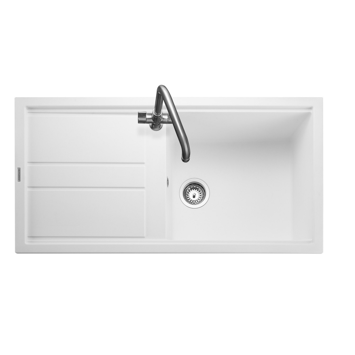 Rangemaster Topaz Single Bowl Inset White Granite Kitchen Sink with Reversible Drainer Rangemaster Topaz Single Bowl Inset White Granite Kitchen Sink with Reversible Drainer