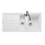 Rangemaster Topaz 1.5 Bowl Inset White Granite Kitchen Sink with Reversible Drainer