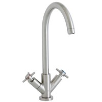 Astracast TP0760 V Form' Twin Lever Single Flow Tap in Brushed Steel