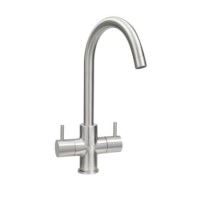 Astracast TP0788 Shannon Twin Lever Single Flow Tap in Brushed Steel