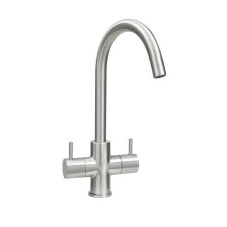 Astracast TP0788 Shannon Twin Lever Single Flow Tap in Brushed Steel