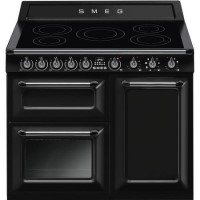 GRADE A2 - Smeg TR103IBL 100cm Victoria Gloss Black Three Cavity Traditional Cooker with Side Opening