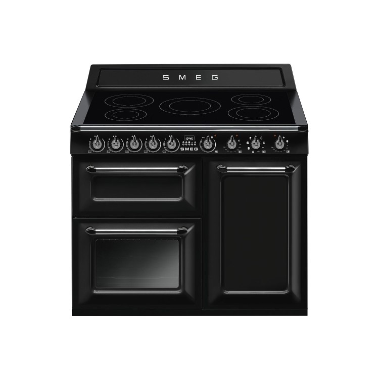 GRADE A2 - Smeg TR103IBL 100cm Victoria Gloss Black Three Cavity Traditional Cooker with Side Opening